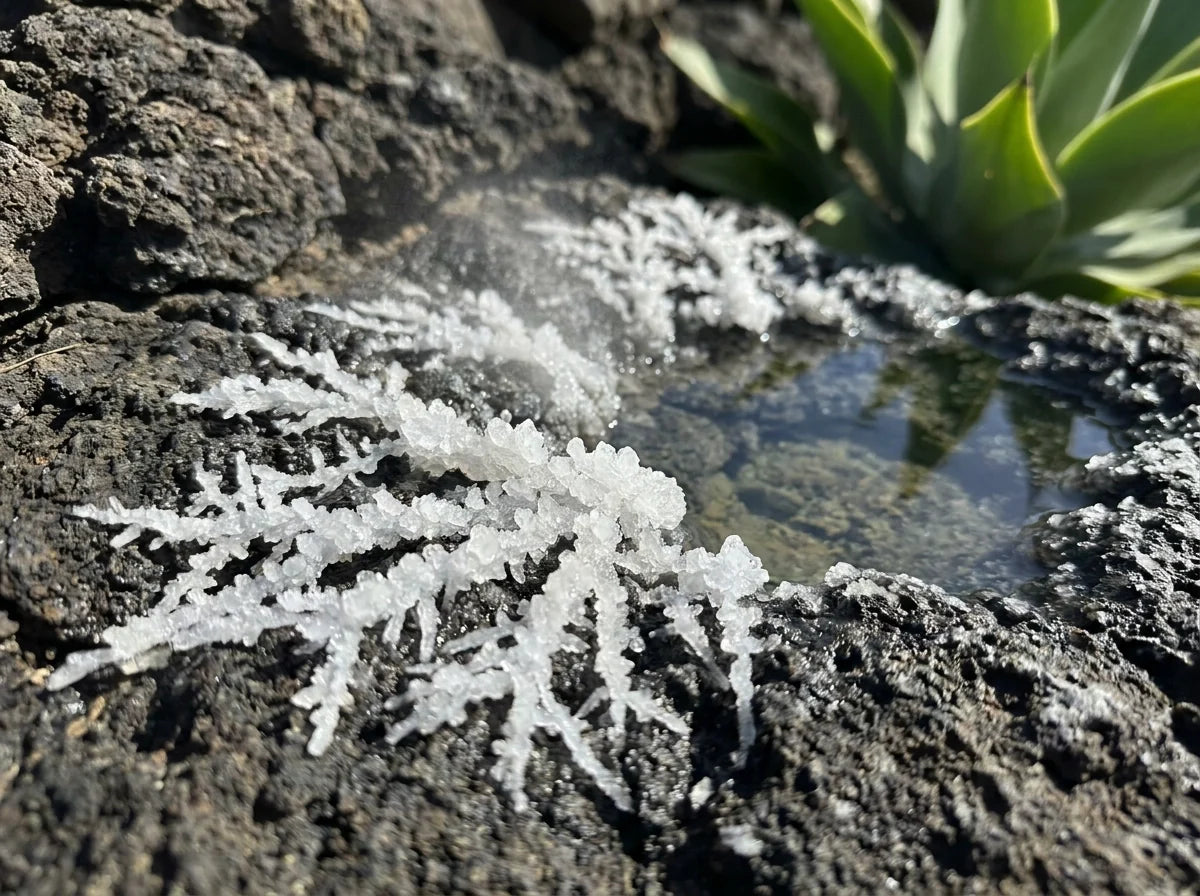 salt crystalizing out from small puddle