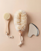 Detox tools bundle - natural face brush, dry brush and stainless steel gua sha. 